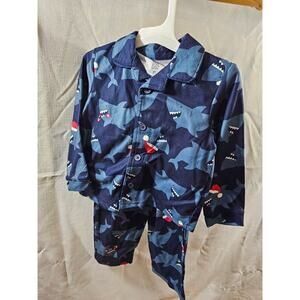 Carter's Just One You Blue shark Toddler top and Button Pajamas 2T